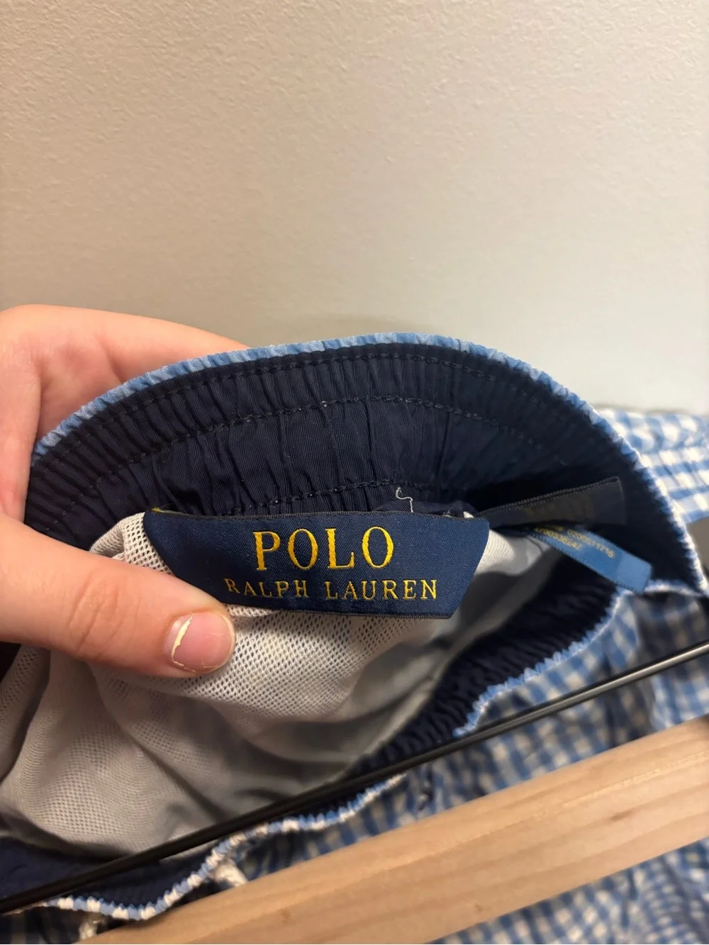 Polo Ralph Lauren Men's Blue Gingham Anchor Swim/Beach Shorts Size Large